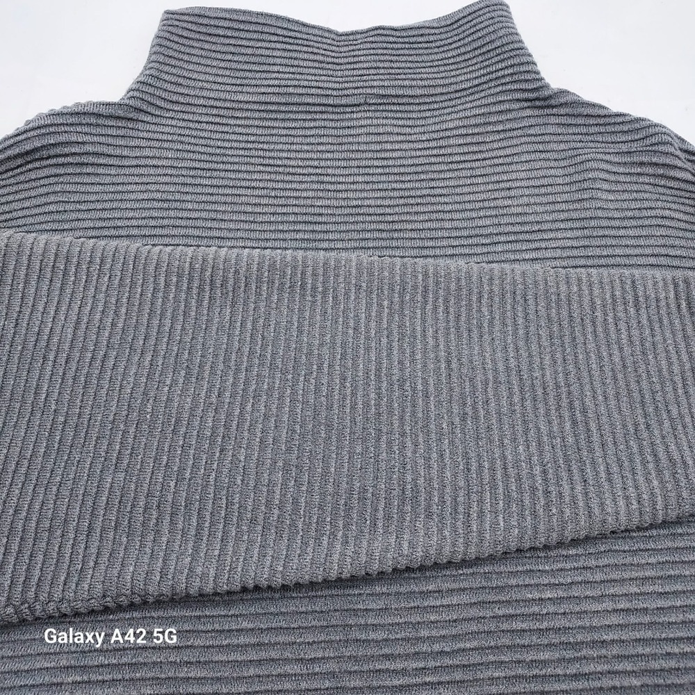 Tahari Ribbed Turtleneck Sweater Gray XL Lace Up Detail Long Sleeve